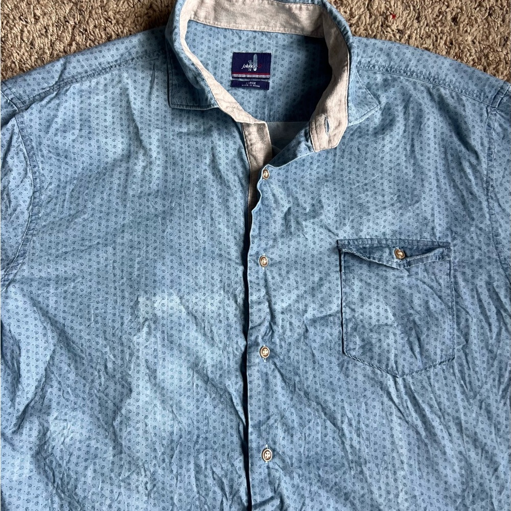 Johnnie-O Button Down Shirt Large Blue Paisley